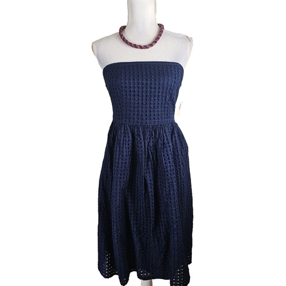 Old Navy ~Woman Size 8~ Navy Blue Strapless Mini Dress Cotton NWT. - Picture 1 of 12